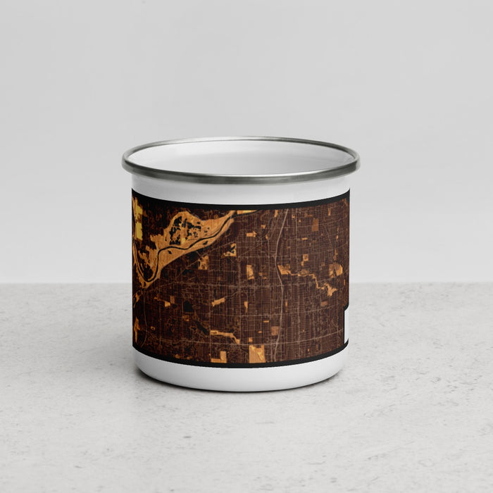 Front View Custom Wyoming Michigan Map Enamel Mug in Ember
