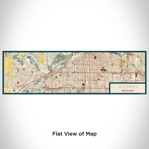 Flat View of Map Custom Wyoming Michigan Map Enamel Mug in Woodblock