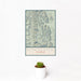 12x18 Wyoming Range Wyoming Map Print Portrait Orientation in Woodblock Style With Small Cactus Plant in White Planter