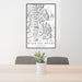 24x36 Wyoming Range Wyoming Map Print Portrait Orientation in Classic Style Behind 2 Chairs Table and Potted Plant