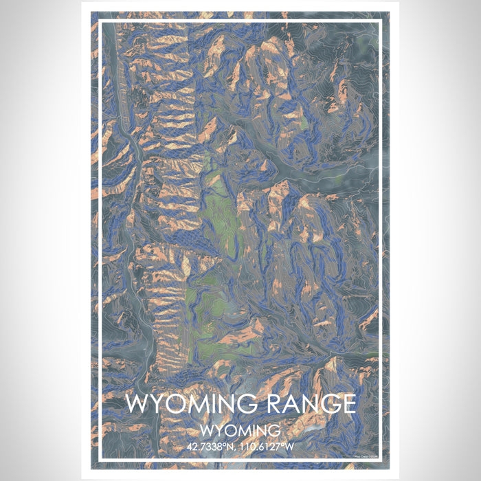 Wyoming Range Wyoming Map Print Portrait Orientation in Afternoon Style With Shaded Background