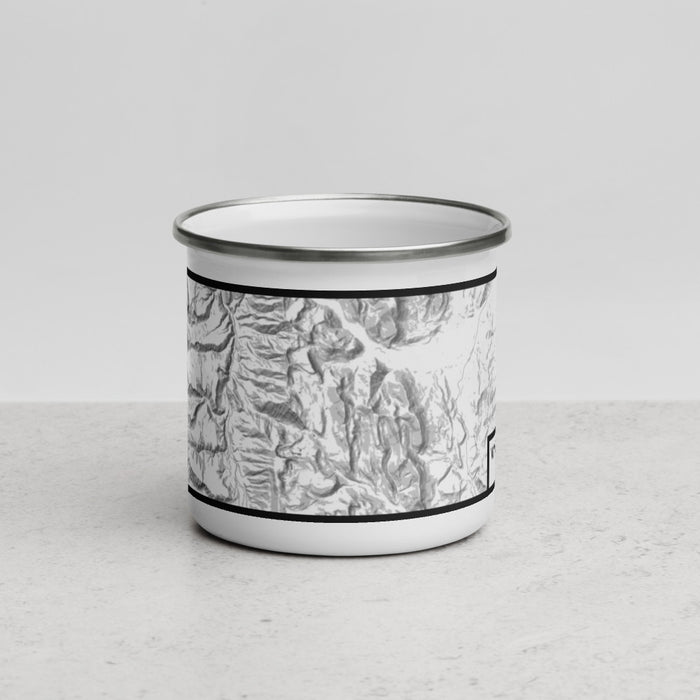 Front View Custom Wyoming Range Wyoming Map Enamel Mug in Classic