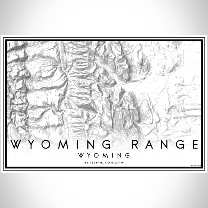 Wyoming Range Wyoming Map Print Landscape Orientation in Classic Style With Shaded Background