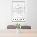 24x36 Yakima Washington Map Print Portrait Orientation in Classic Style Behind 2 Chairs Table and Potted Plant