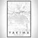 Yakima Washington Map Print Portrait Orientation in Classic Style With Shaded Background