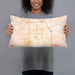 Person holding 20x12 Custom Yakima Washington Map Throw Pillow in Watercolor