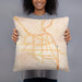 Person holding 18x18 Custom Yakima Washington Map Throw Pillow in Watercolor