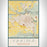 Yakima Washington Map Print Portrait Orientation in Woodblock Style With Shaded Background