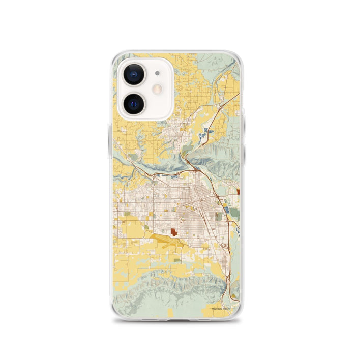 Custom Yakima Washington Map iPhone 12 Phone Case in Woodblock