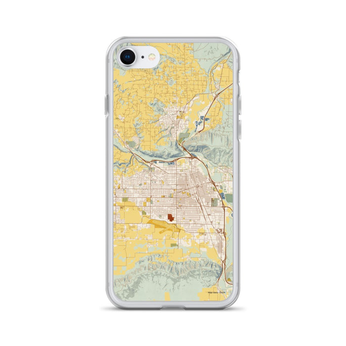 Custom Yakima Washington Map iPhone SE Phone Case in Woodblock