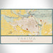 Yakima Washington Map Print Landscape Orientation in Woodblock Style With Shaded Background
