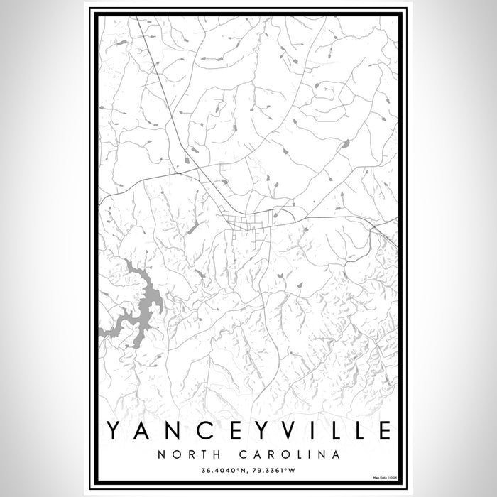 Yanceyville North Carolina Map Print Portrait Orientation in Classic Style With Shaded Background