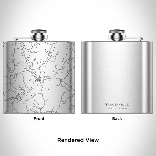 Rendered View of Yanceyville North Carolina Map Engraving on 6oz Stainless Steel Flask