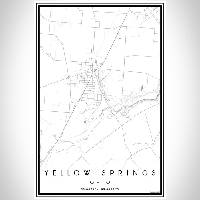 Yellow Springs Ohio Map Print Portrait Orientation in Classic Style With Shaded Background
