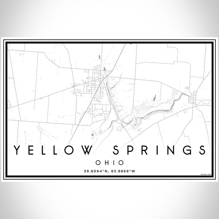 Yellow Springs Ohio Map Print Landscape Orientation in Classic Style With Shaded Background