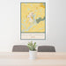 24x36 Yellow Springs Ohio Map Print Portrait Orientation in Woodblock Style Behind 2 Chairs Table and Potted Plant