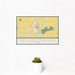 12x18 Yellow Springs Ohio Map Print Landscape Orientation in Woodblock Style With Small Cactus Plant in White Planter