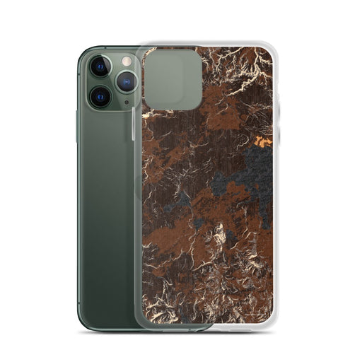 Custom Yellowstone National Park Map Phone Case in Ember on Table with Laptop and Plant