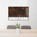 24x36 Yellowstone National Park Map Print Landscape Orientation in Ember Style Behind 2 Chairs Table and Potted Plant