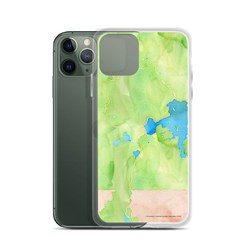 Custom Yellowstone National Park Map Phone Case in Watercolor on Table with Laptop and Plant
