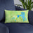 Custom Yellowstone National Park Map Throw Pillow in Watercolor on Blue Colored Chair