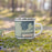 Right View Custom Yellowstone National Park Map Enamel Mug in Woodblock on Grass With Trees in Background