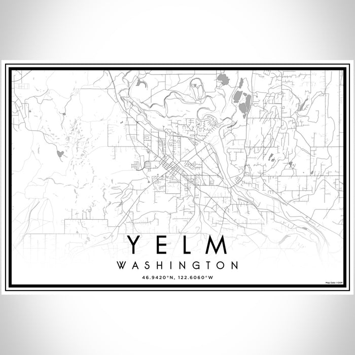 Yelm Washington Map Print Landscape Orientation in Classic Style With Shaded Background