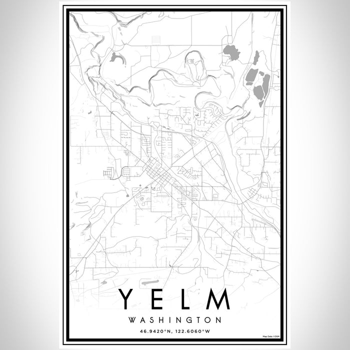 Yelm Washington Map Print Portrait Orientation in Classic Style With Shaded Background