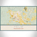 Yelm Washington Map Print Landscape Orientation in Woodblock Style With Shaded Background