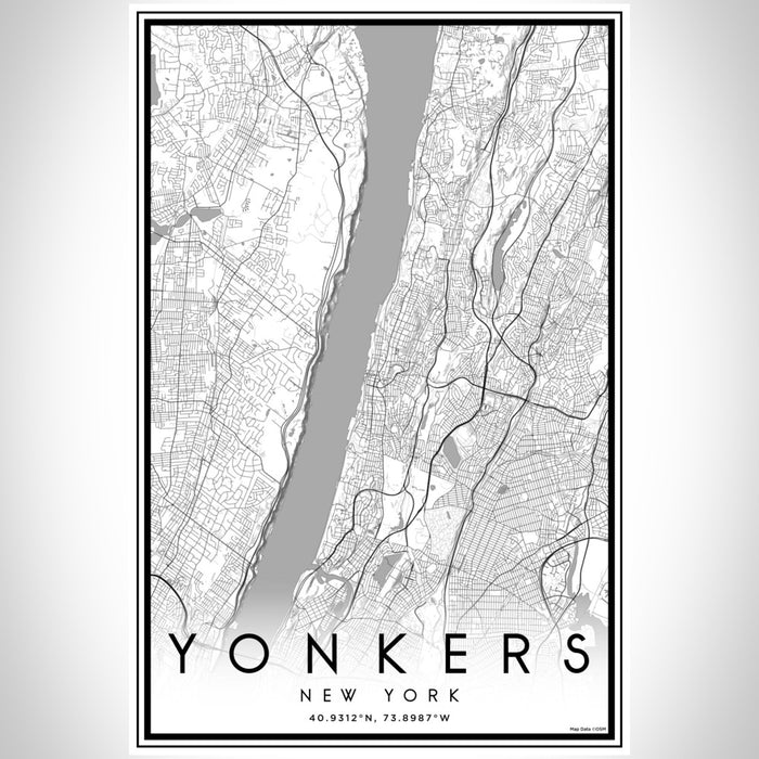 Yonkers New York Map Print Portrait Orientation in Classic Style With Shaded Background