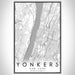 Yonkers New York Map Print Portrait Orientation in Classic Style With Shaded Background