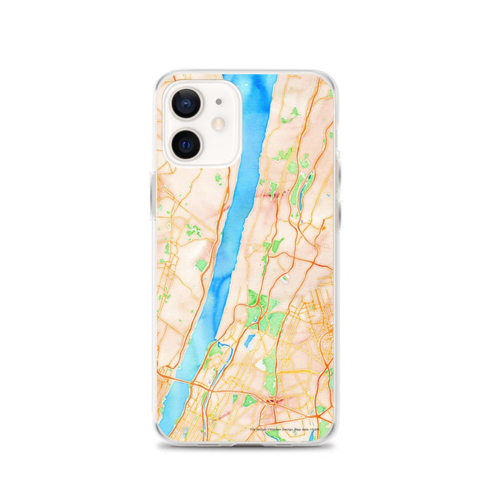 Custom Yonkers New York Map iPhone 12 Phone Case in Watercolor