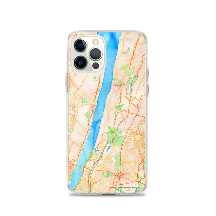 Custom Yonkers New York Map iPhone 12 Pro Phone Case in Watercolor