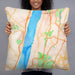 Person holding 22x22 Custom Yonkers New York Map Throw Pillow in Watercolor