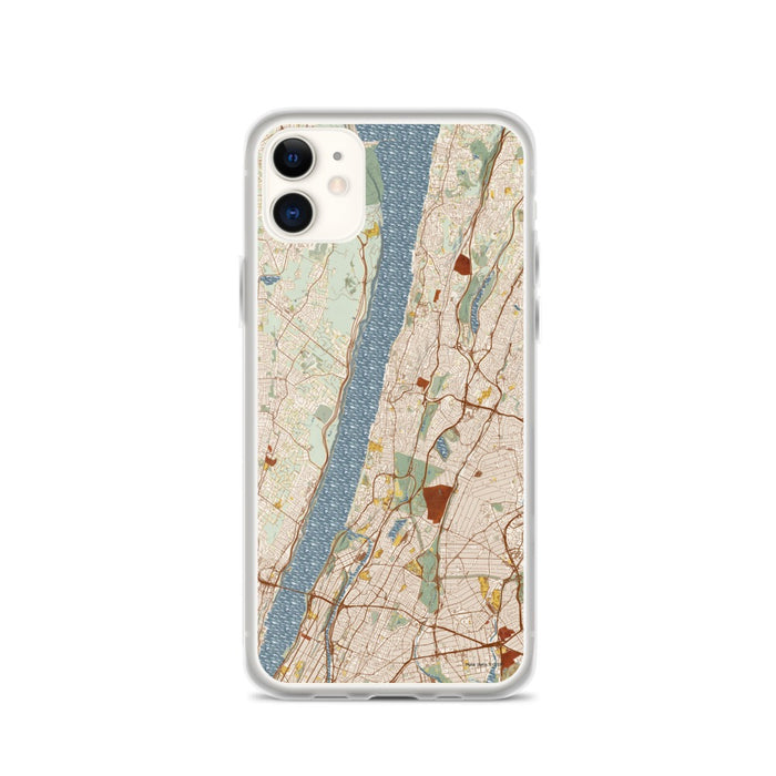 Custom Yonkers New York Map Phone Case in Woodblock