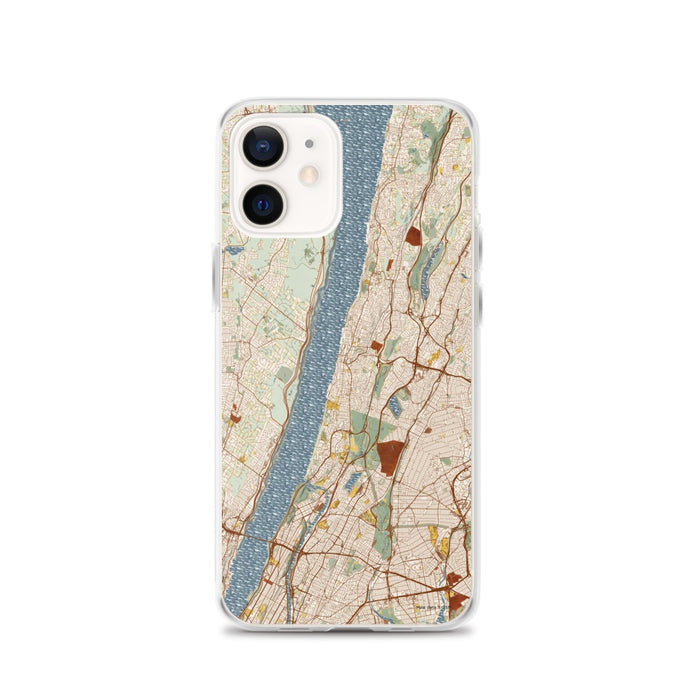 Custom Yonkers New York Map iPhone 12 Phone Case in Woodblock
