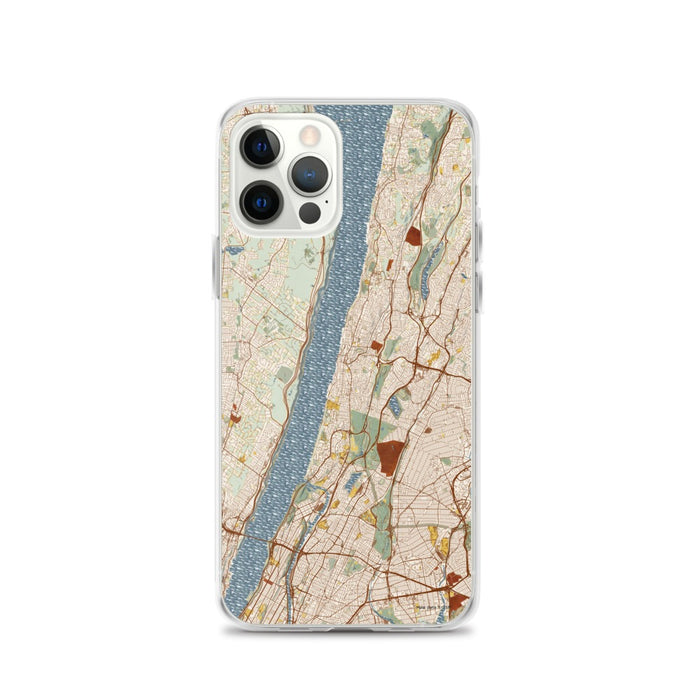 Custom Yonkers New York Map iPhone 12 Pro Phone Case in Woodblock