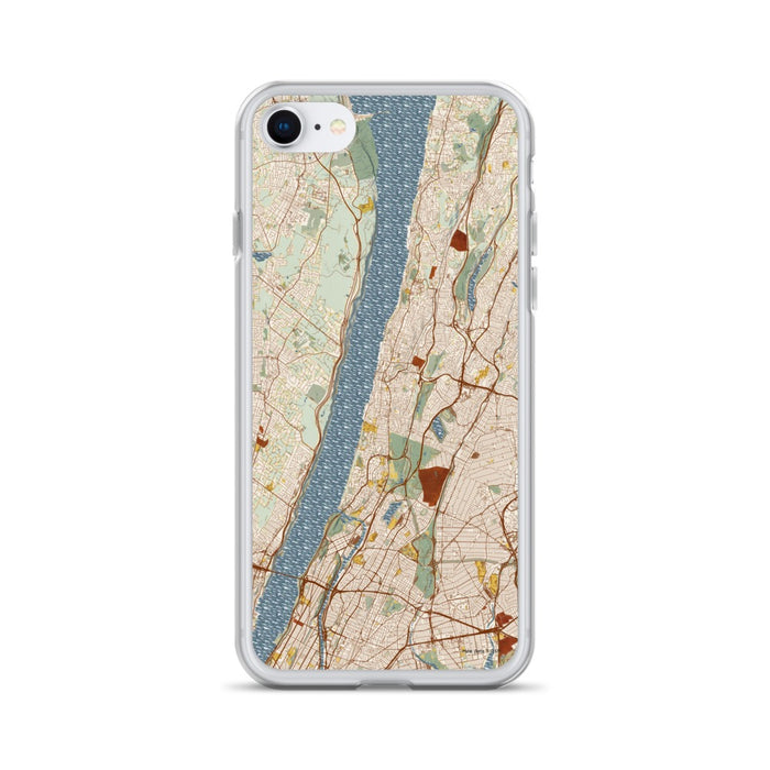 Custom Yonkers New York Map iPhone SE Phone Case in Woodblock