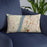Custom Yonkers New York Map Throw Pillow in Woodblock on Blue Colored Chair