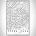 Yorba Linda California Map Print Portrait Orientation in Classic Style With Shaded Background