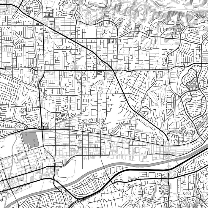 Yorba Linda California Map Print in Classic Style Zoomed In Close Up Showing Details