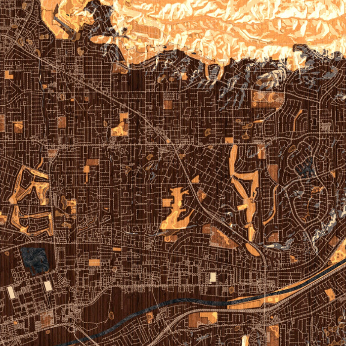 Yorba Linda California Map Print in Ember Style Zoomed In Close Up Showing Details