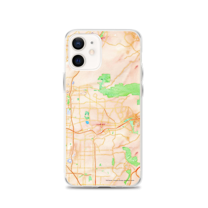 Custom Yorba Linda California Map iPhone 12 Phone Case in Watercolor
