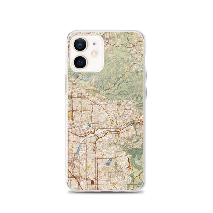 Custom Yorba Linda California Map iPhone 12 Phone Case in Woodblock