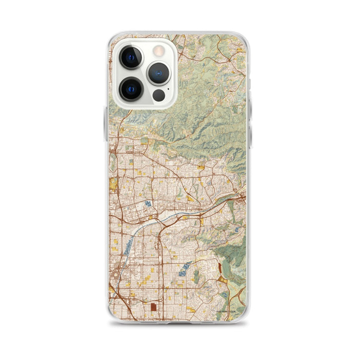 Custom Yorba Linda California Map iPhone 12 Pro Max Phone Case in Woodblock