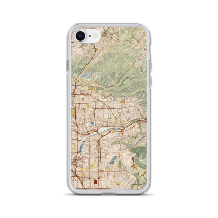 Custom Yorba Linda California Map iPhone SE Phone Case in Woodblock