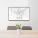 24x36 York Pennsylvania Map Print Lanscape Orientation in Classic Style Behind 2 Chairs Table and Potted Plant