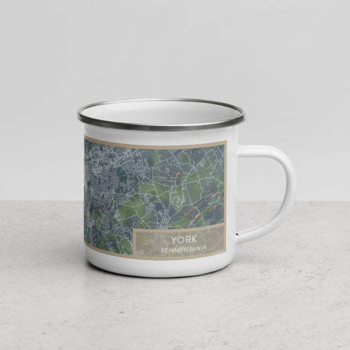 Right View Custom York Pennsylvania Map Enamel Mug in Afternoon