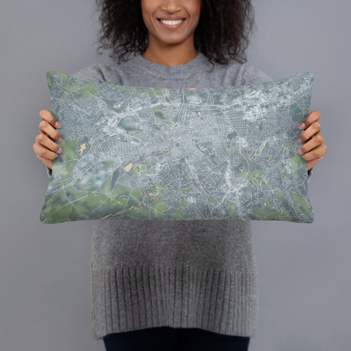 Person holding 20x12 Custom York Pennsylvania Map Throw Pillow in Afternoon