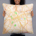 Person holding 22x22 Custom York Pennsylvania Map Throw Pillow in Watercolor